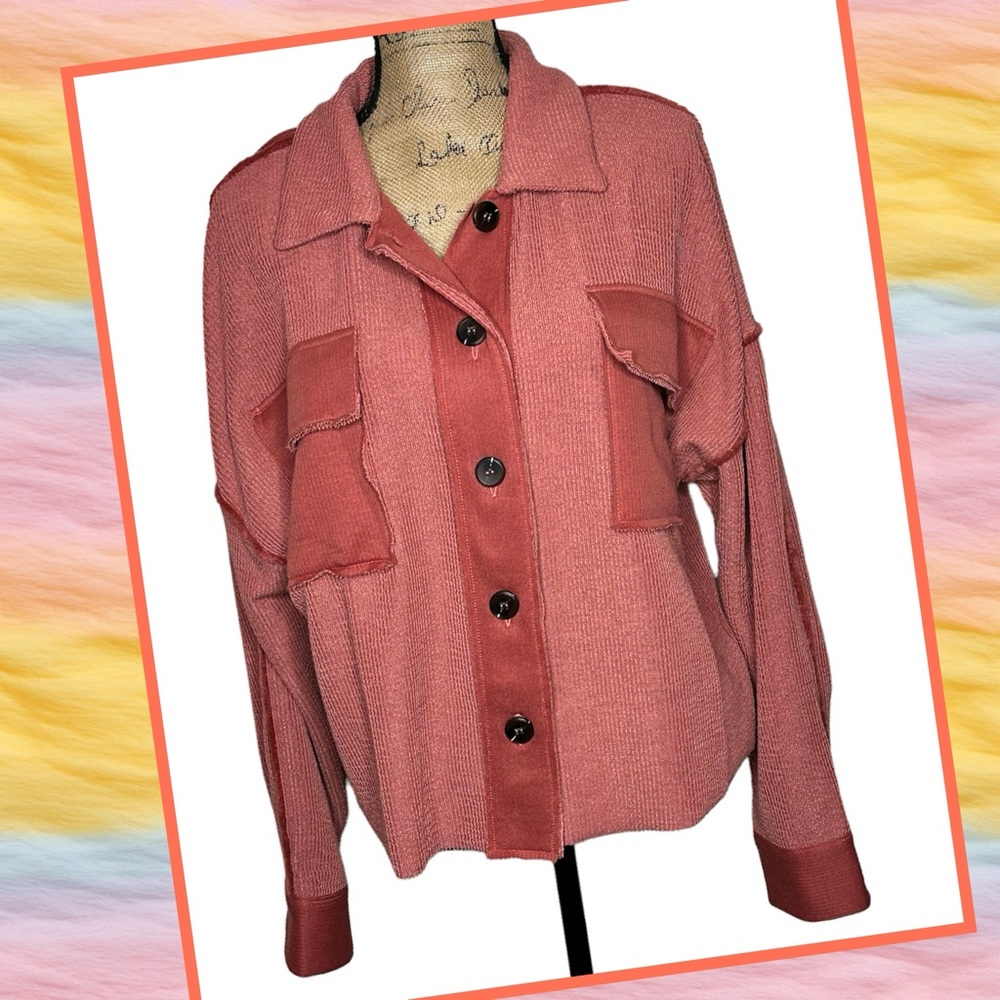 Pink Lily Rust Shacket - image 1